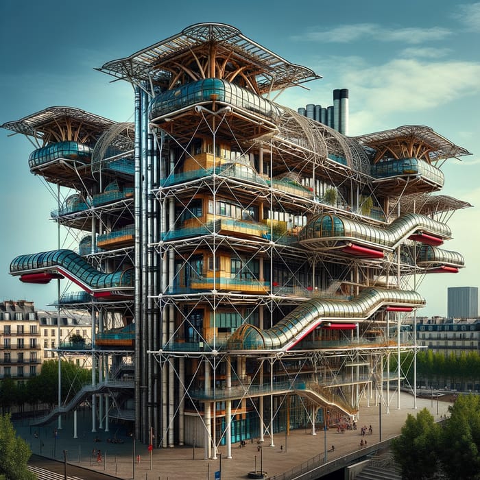 Pompidou Centre & Chinese Stilt Houses Fusion - Architecture
