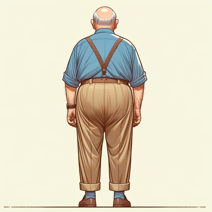 Elderly Gentleman - Confident Back View Digital Illustration