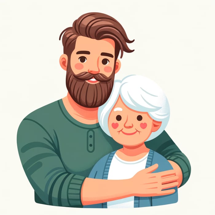 Mid Twenties Man Hugging Grandma - Heartwarming Family Moment