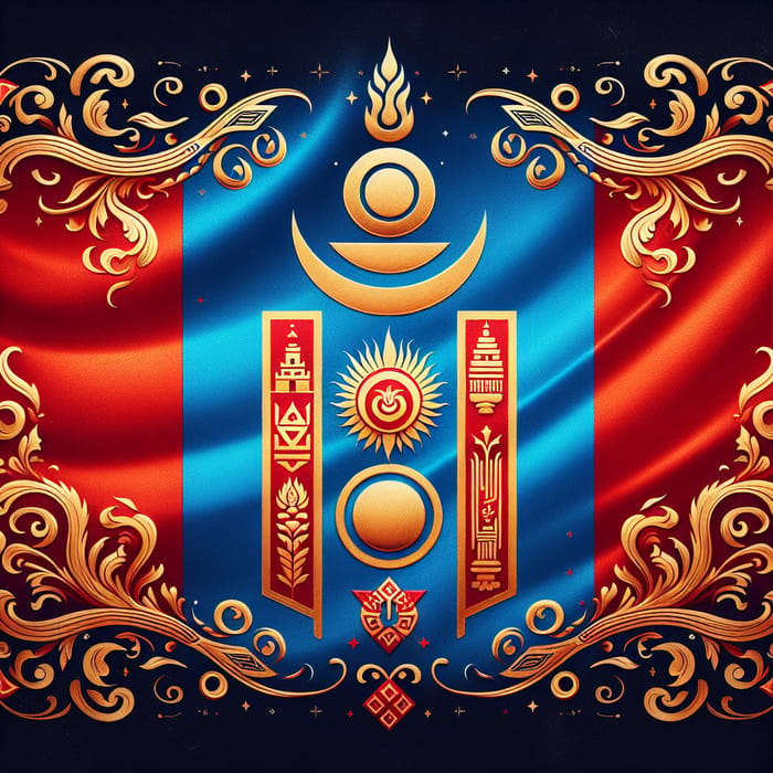 Fancy Mongolian Flag - Symbolism and Elegance