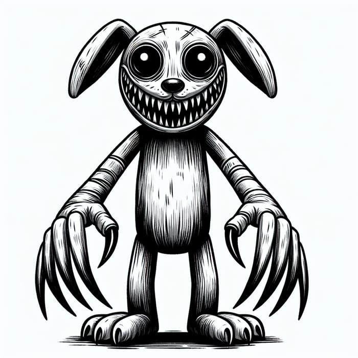 Creepy Stuffed Animal Dog with Long Claws & Sharp Teeth - Indie Horror Game