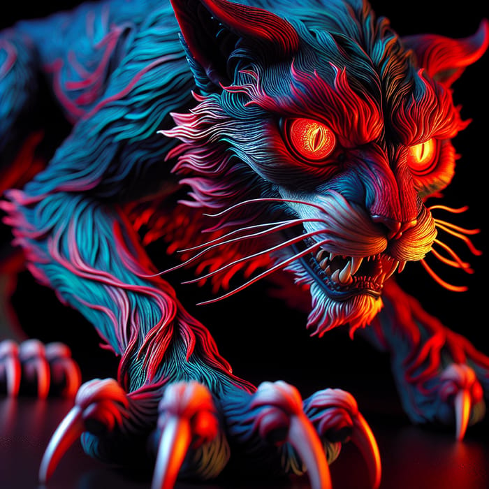 Vibrant Demonic Cat with Glowing Red Eyes | Supernatural-Inspired