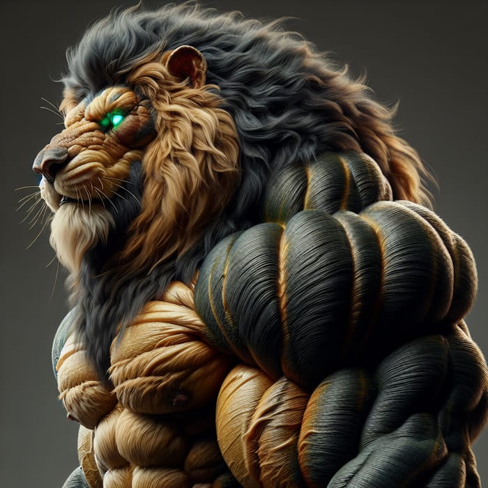 Powerful Anthropomorphic Lion - Robust Creature in Gold & Black Fur