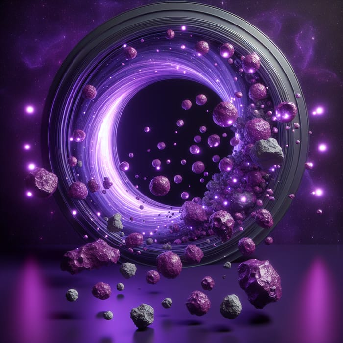 Celestial Purple Meteorites Emerge from Enchanting Swirling Portal