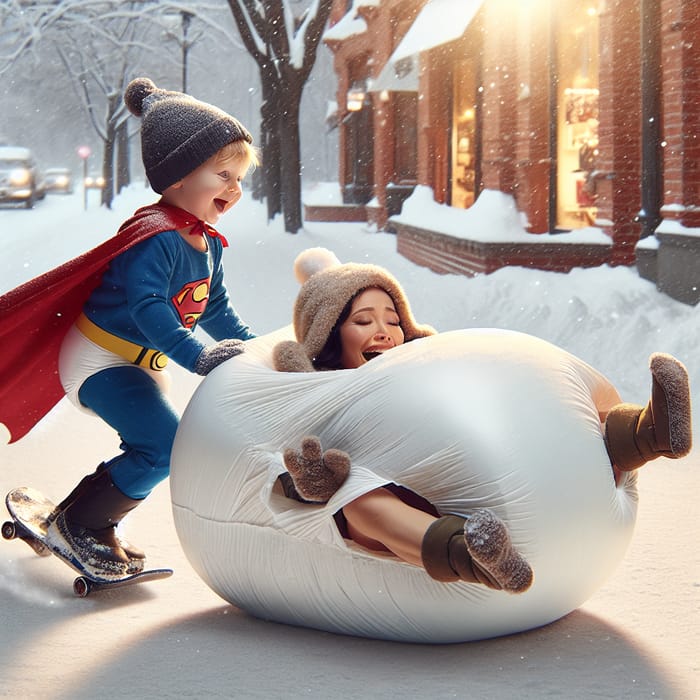Unique Winter Escapade: Toddler Superhero Snow Adventure