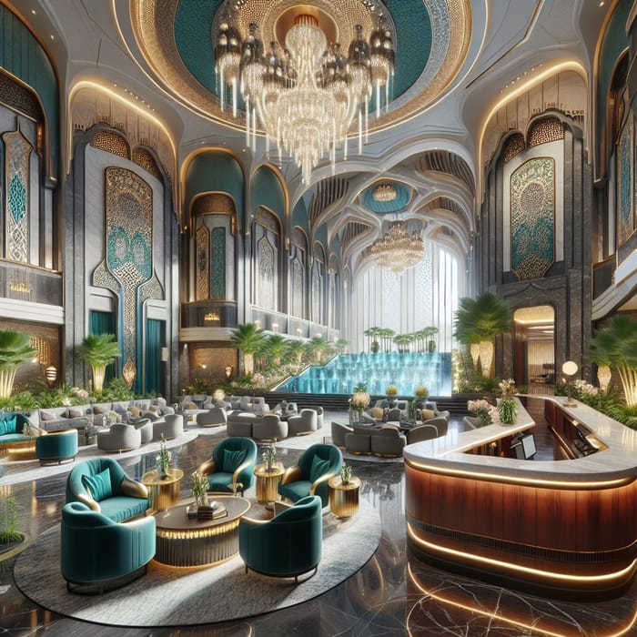 Luxurious Dubai-Inspired Hotel Reception & Lounge