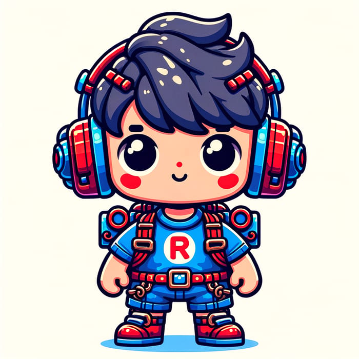 Playful Cartoon Roblox Character | Short Stature, Red & Blue Accessories