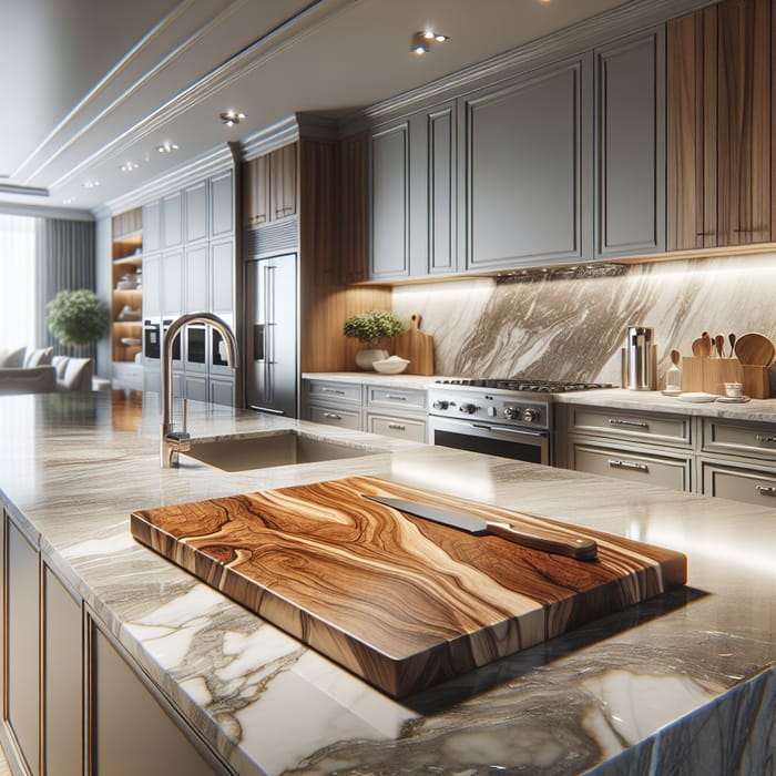 Luxury Modern Kitchen with Acacia Cutting Board | Elegant Design
