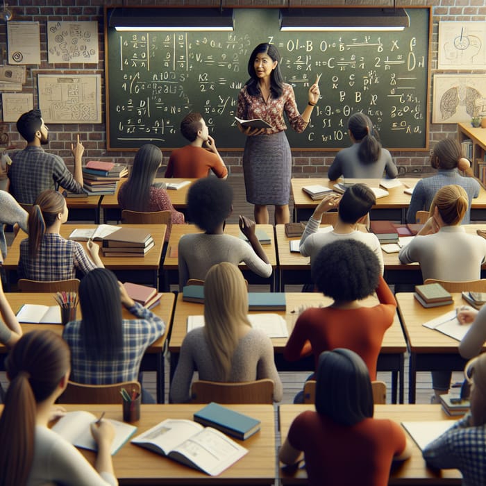 Diverse School Classroom Environment: Engaging Math Lesson