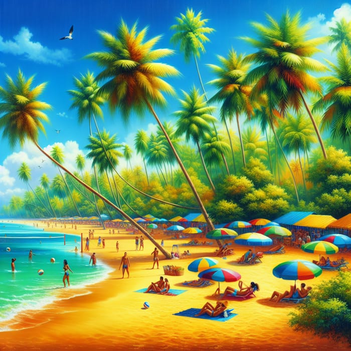 Tropical Beach with Vibrant Colors