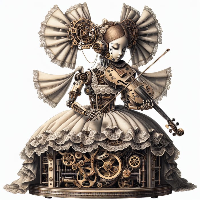 Mechanical Doll Playing Violin | Antique Music Box Design
