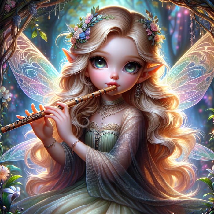 Enchanting Ethereal Female Fairy Bard | Mystical Forest Artwork
