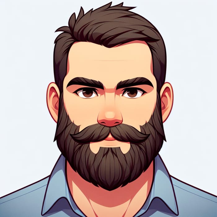 Animated 30-Year-Old Man with Unique Beard and Eyebrows | Superiority Persona