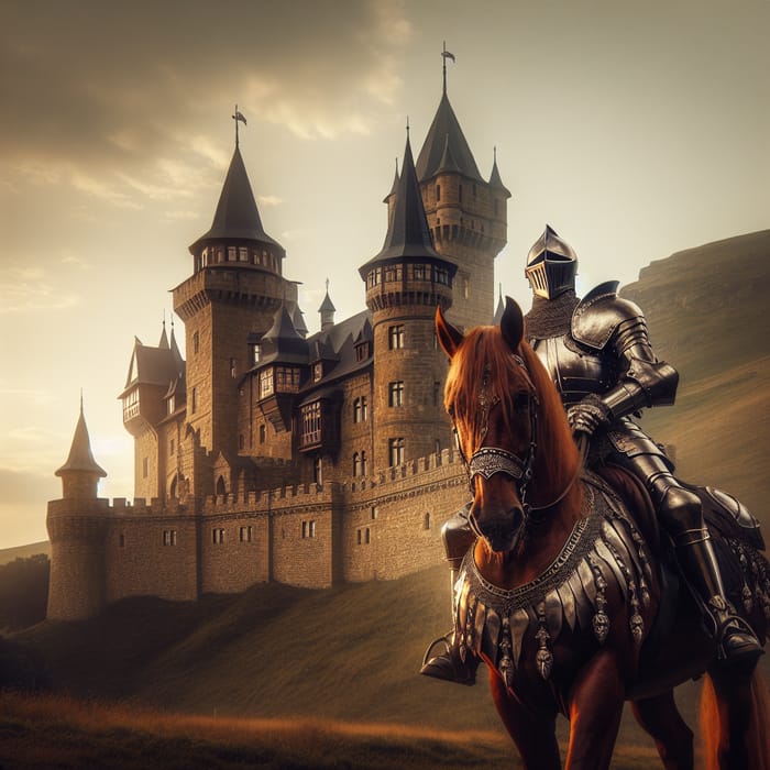 Knight on Horseback Behind a Magnificent Castle