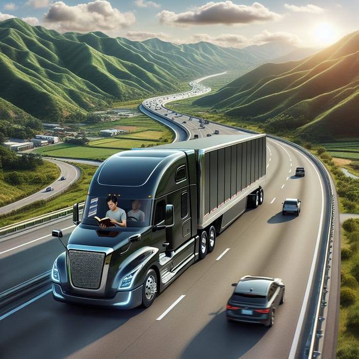 Luxury Autonomous Semi Truck on Open Highway