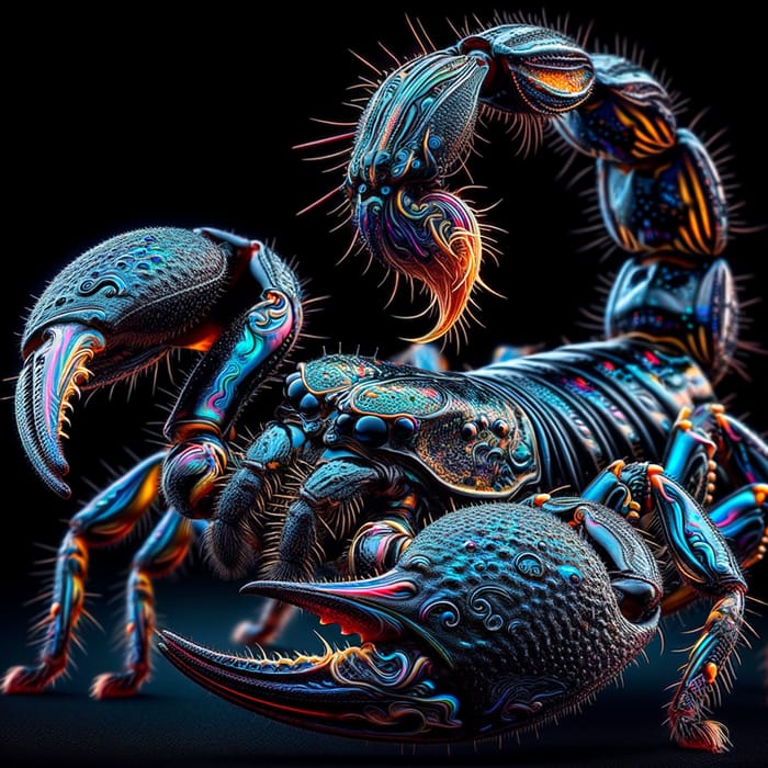 Predatory Black Scorpion: Vibrant Artistry in Nature