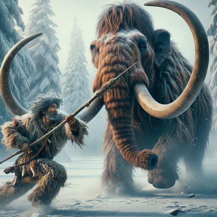 Man vs Mammoth: Epic Battle in Ice Age