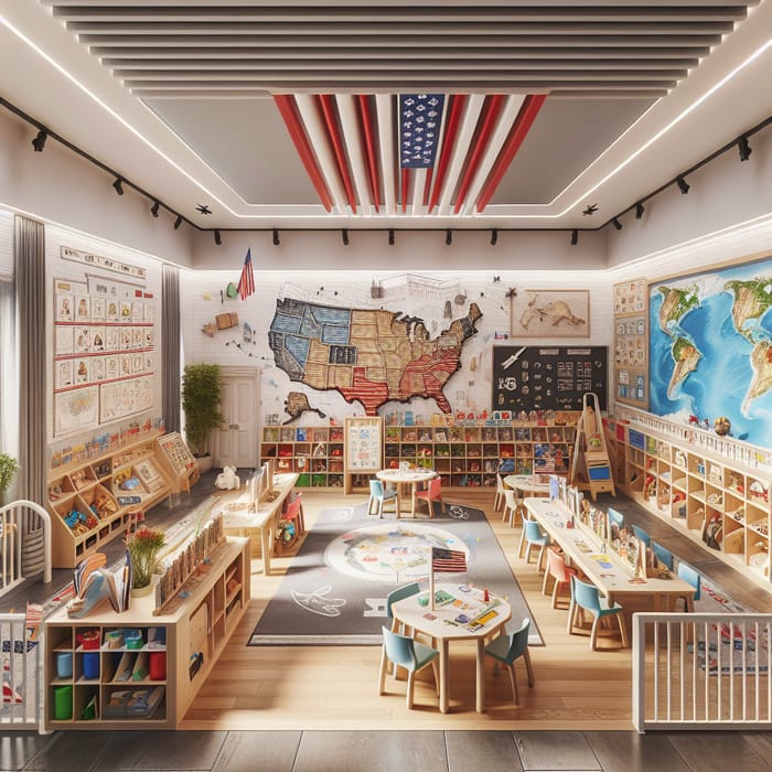 3D USA Themed Preschool Classroom Design
