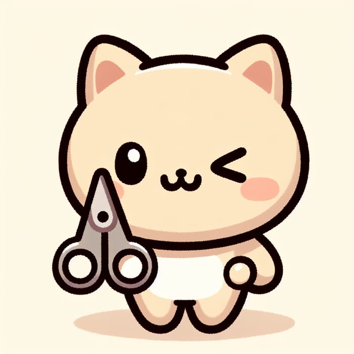 Cute Cartoon Cat with Scissors Hand Gesture