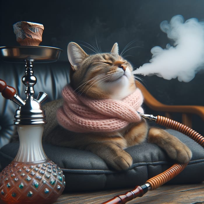 Cat Smoking a Hookah: Feline Relaxation