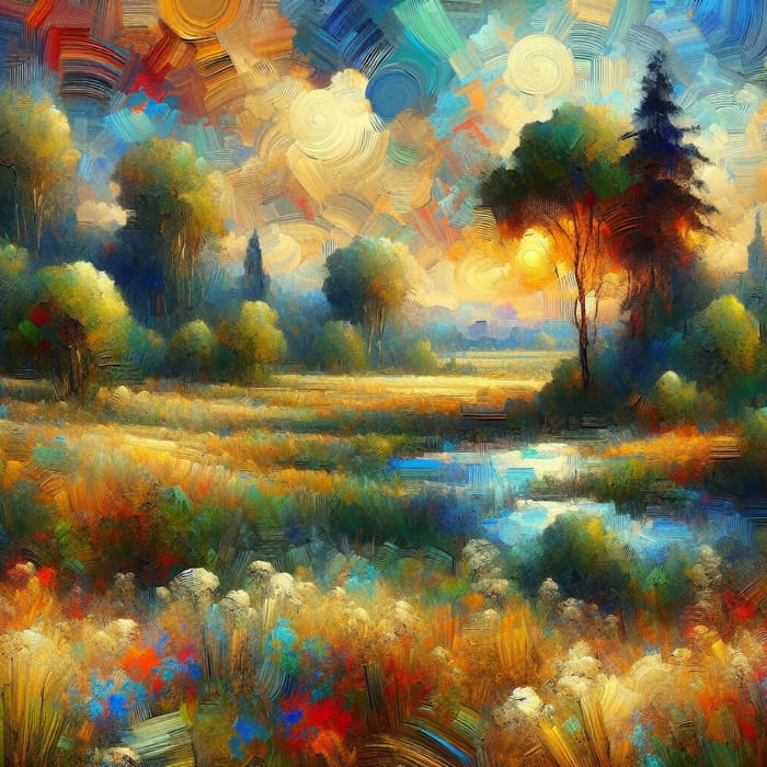 Vibrant Abstract Landscapes in Impressionist Style