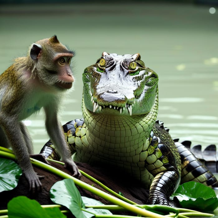 Jealous Crocodile's Wife Questions Husband's Monkey Friendship