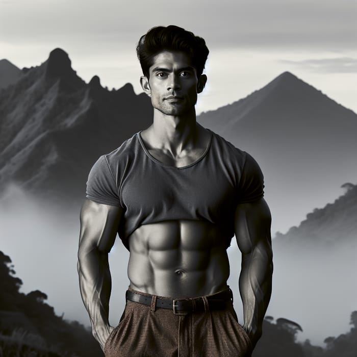 Muscular Hispanic Man Without Shirt | Strong Shirtless Male Model