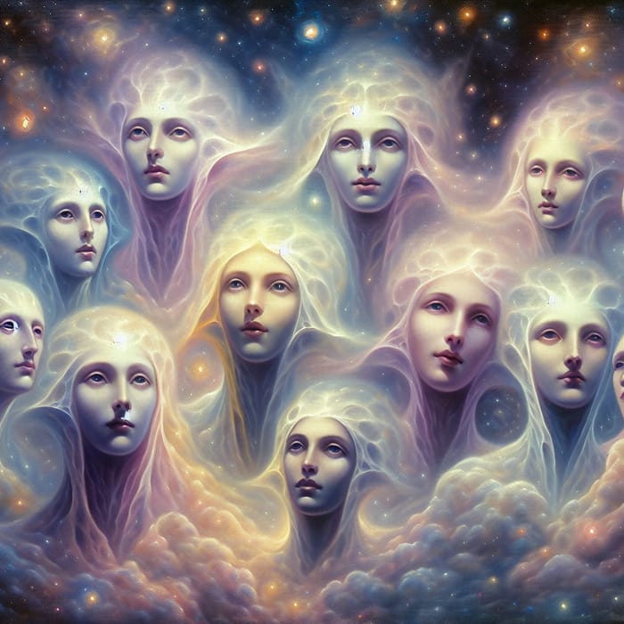 Otherworldly Entities in Celestial Cosmos: A Surreal Fantasy
