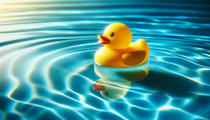 Vibrant Yellow Rubber Duck Floating in Tranquil Blue Water