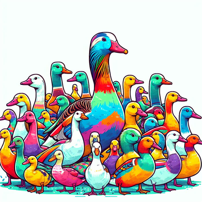 Colorful Duck Illustration for Web Banner