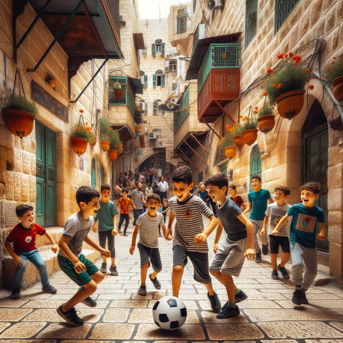 Palestinian Kids Playing Soccer