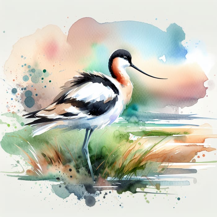 Avocet Watercolor Art: Capturing Natural Beauty with Vibrant Brush Strokes