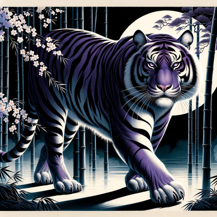 Murasaki no Tora: Majestic Purple Tiger in Bamboo Forest