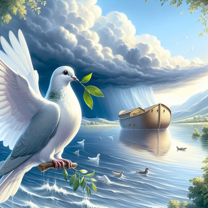 Noah's Ark Dove Scene: Serene Biblical Depiction