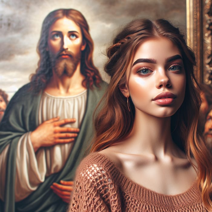 Cinnamon-Toned Woman Before Jesus of Nazareth - Biblical Encounter