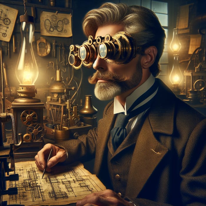 Victorian Inventor with Technical Glasses