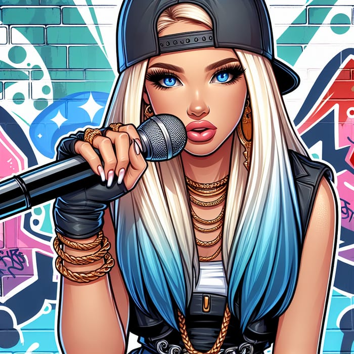 Blonde Female Rapper Illustration | Hip-Hop Art