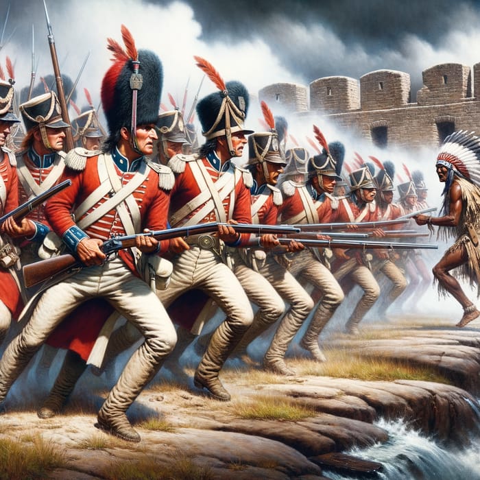 French and Indian War: English Soldiers Under Attack at the Fort