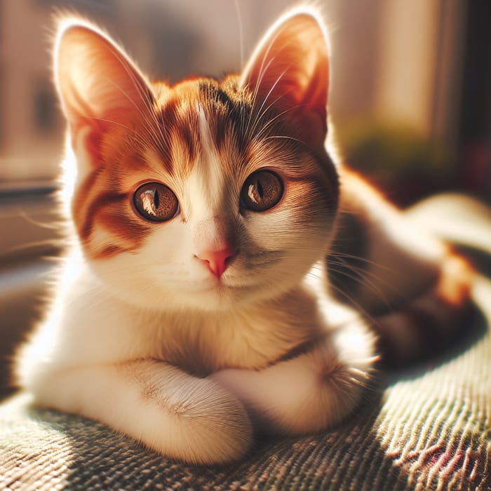 Beautiful House Cat Resting in Sunlight