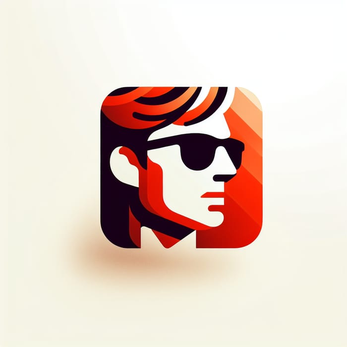 Modern Square Sunglasses Icon in Red and Orange Tones