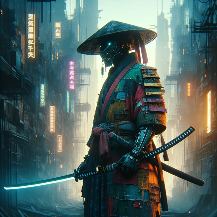 Dystopian Samurai in Future City | Cybernetic Upgrades & Neon Blade