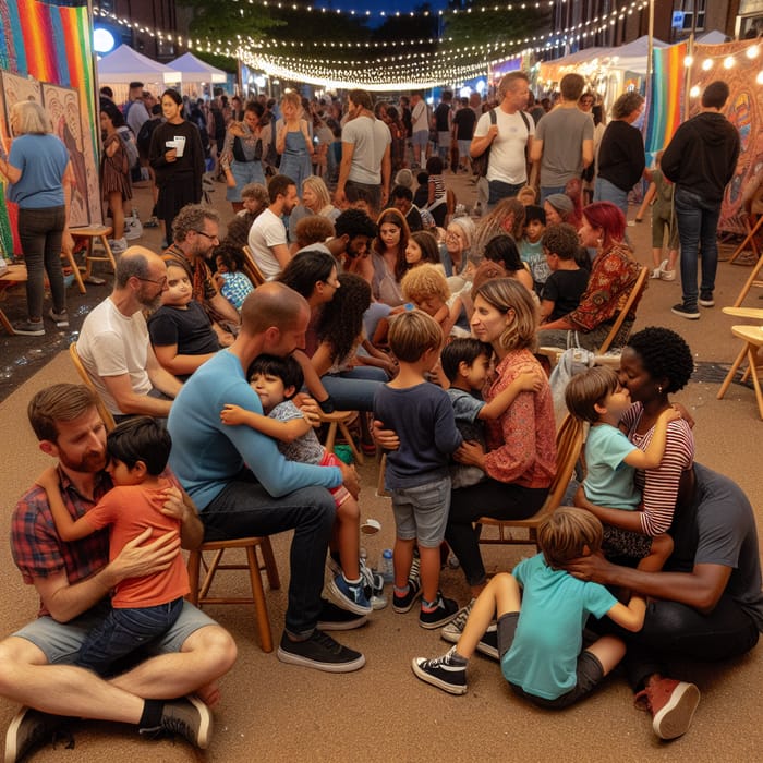 Connecting Emotions: Parents and Children Bond at Community Street Event