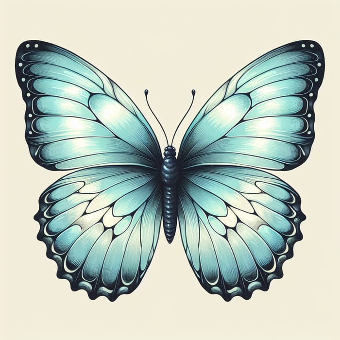 Nacreous Butterfly in Light Blue Tones - Beautiful Illustration