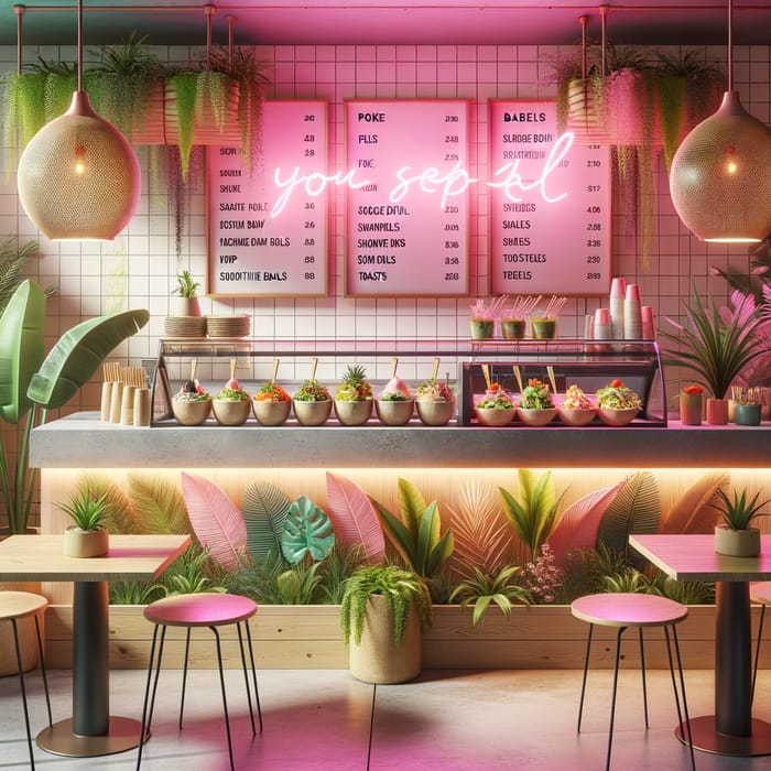 Vibrant Tropical Fast Food Restaurant | Surfing-Themed Ambiance