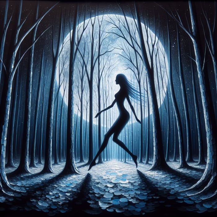 Ethereal Moonlit Forest Silhouette | Enchanting Fantasy Scene