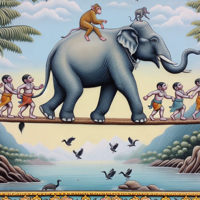 Exploring the Monkey Bridge with Elephant Companions