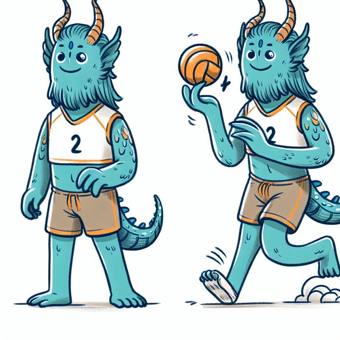 Whimsical Beginner Volleyball Character Illustration