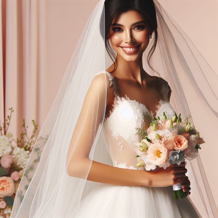 South Asian Bride in Elegant White Wedding Gown | 新娘