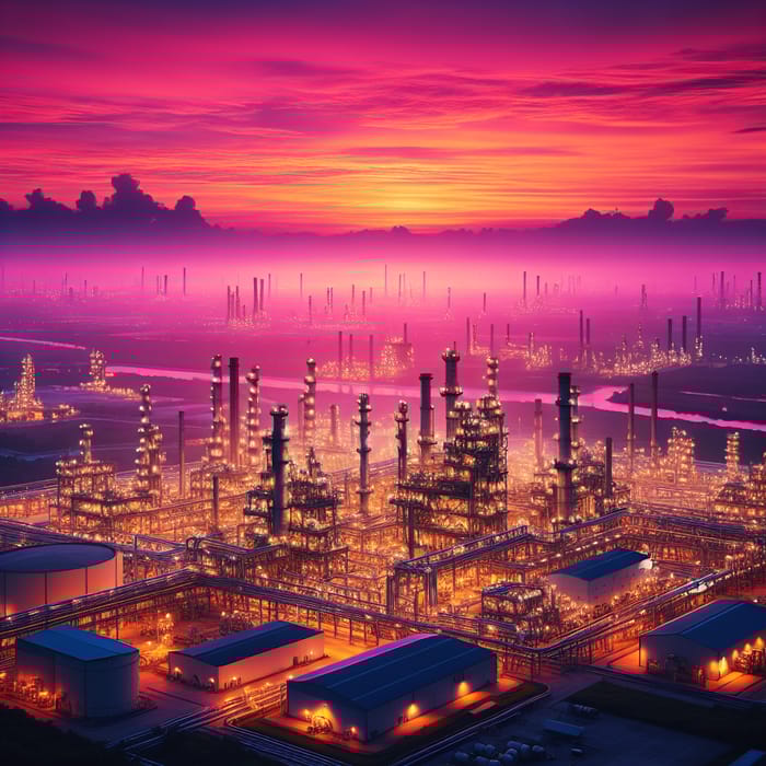 Stunning Sunset Over Oil and Gas Industry Complex Stunning Sunset Over Oil and Gas Industry Complex
