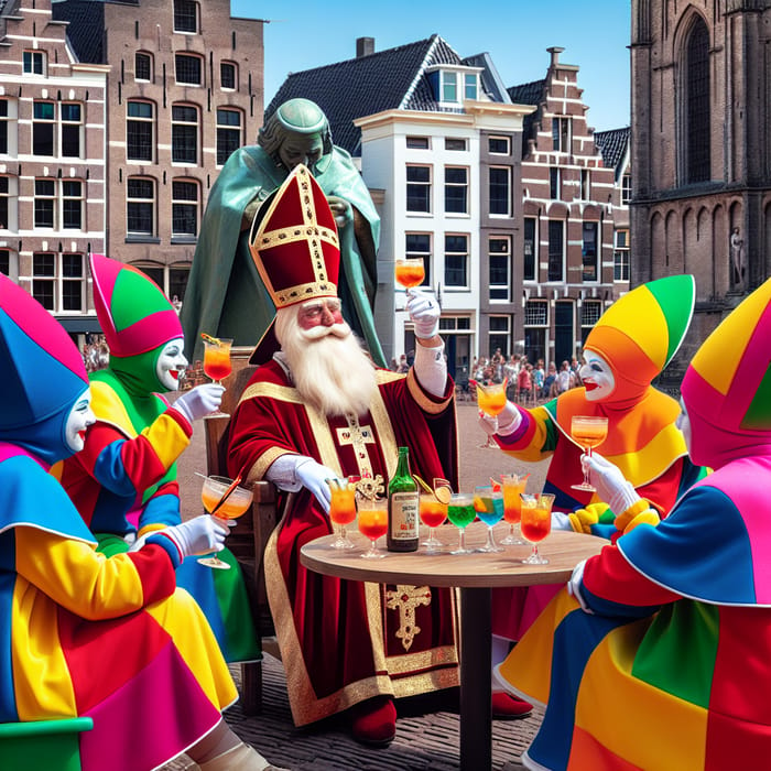 Sinterklaas & Regenboog Pieten Enjoy Cocktails in Utrecht